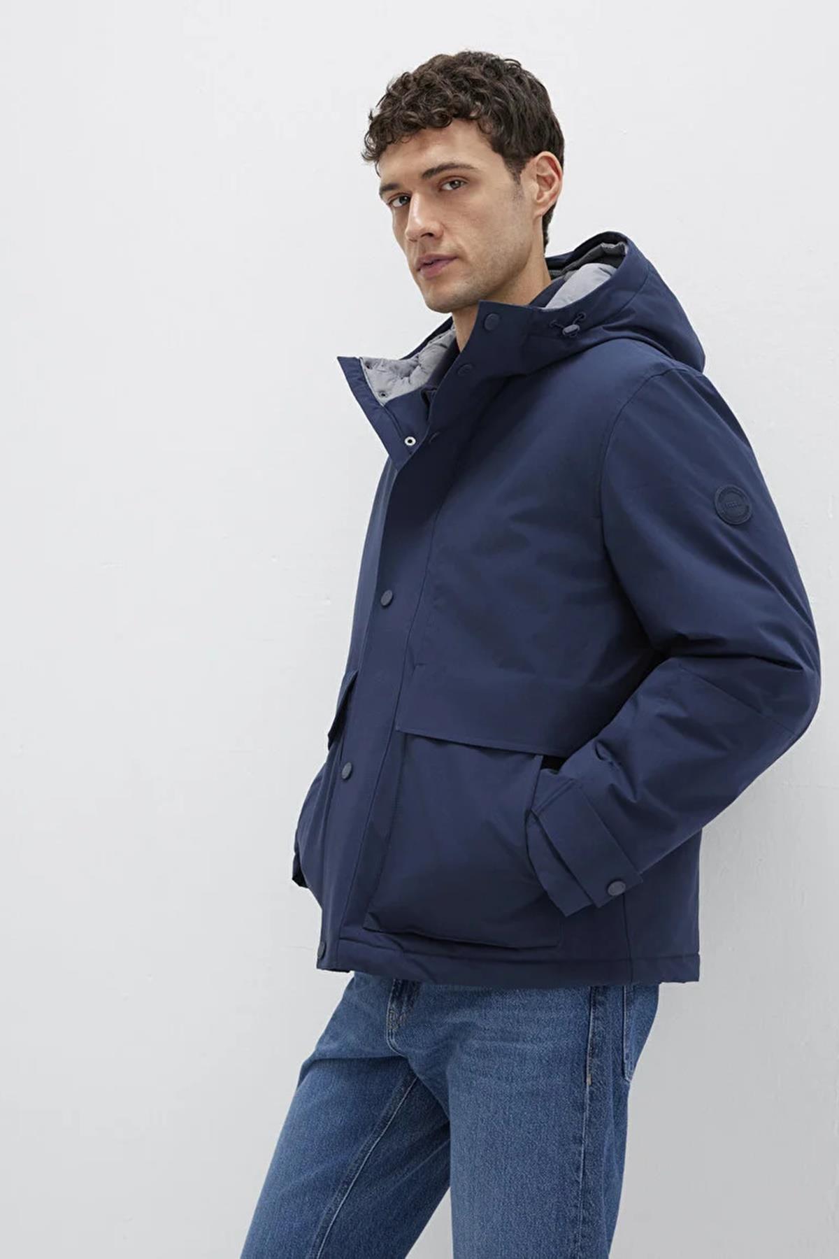 Mavi Kapüşonlu Erkek Ceket M0110667-8