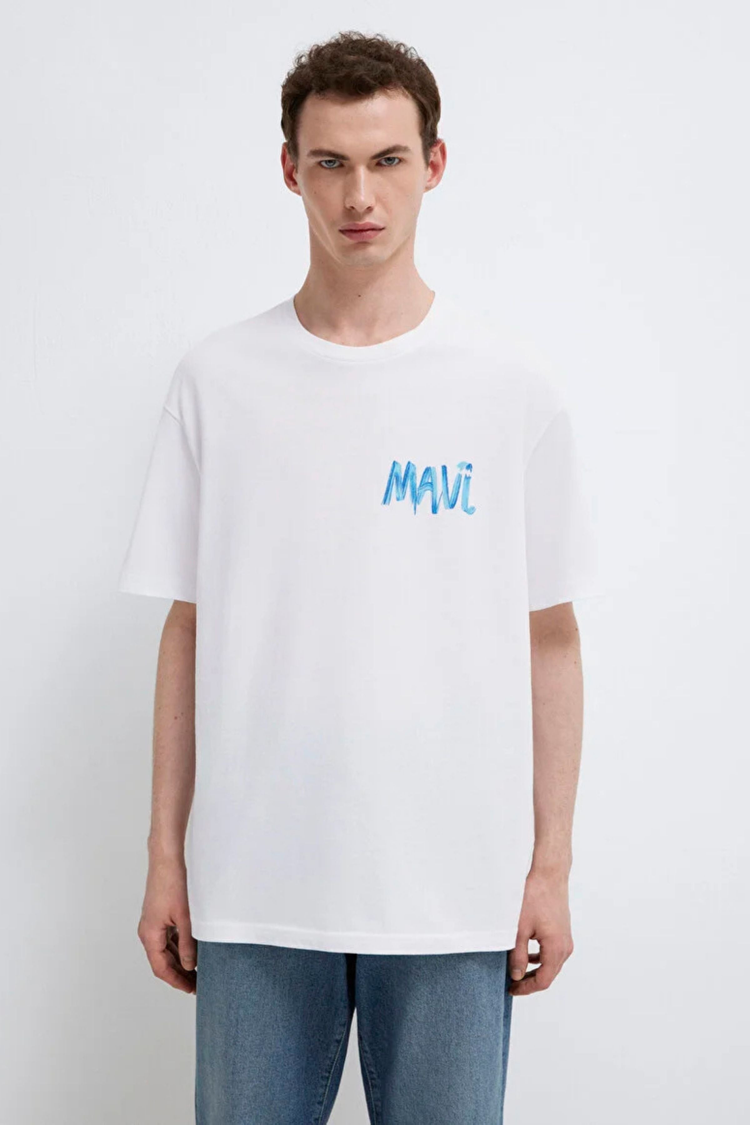 Mavi Mavi Beyaz Erkek Tişört M0612468-620