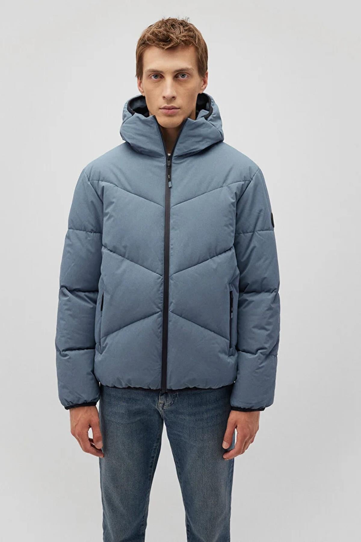 Mavi Kapüşonlu Erkek Ceket M0110360-7