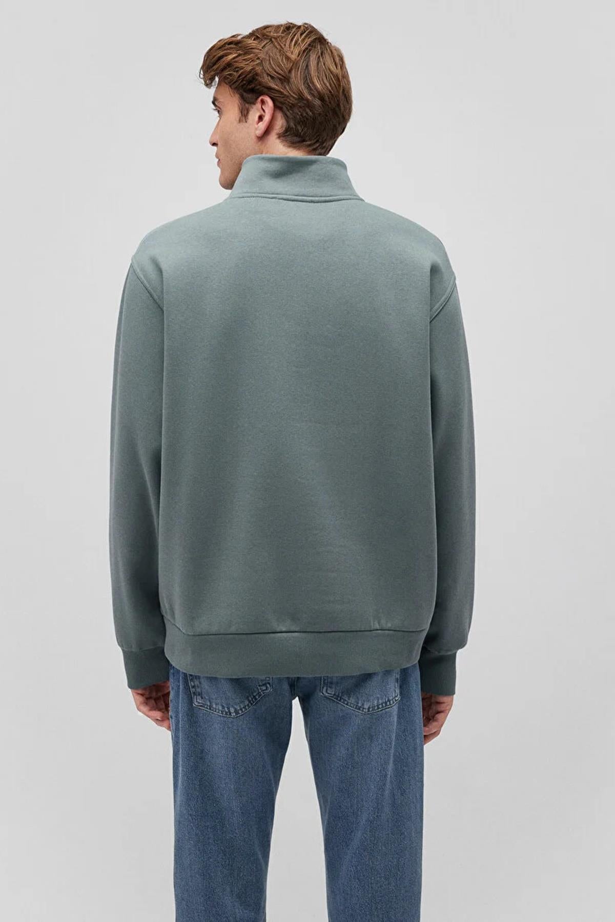 Mavi Yarım Fermuarlı Erkek Sweat M0S10278-7