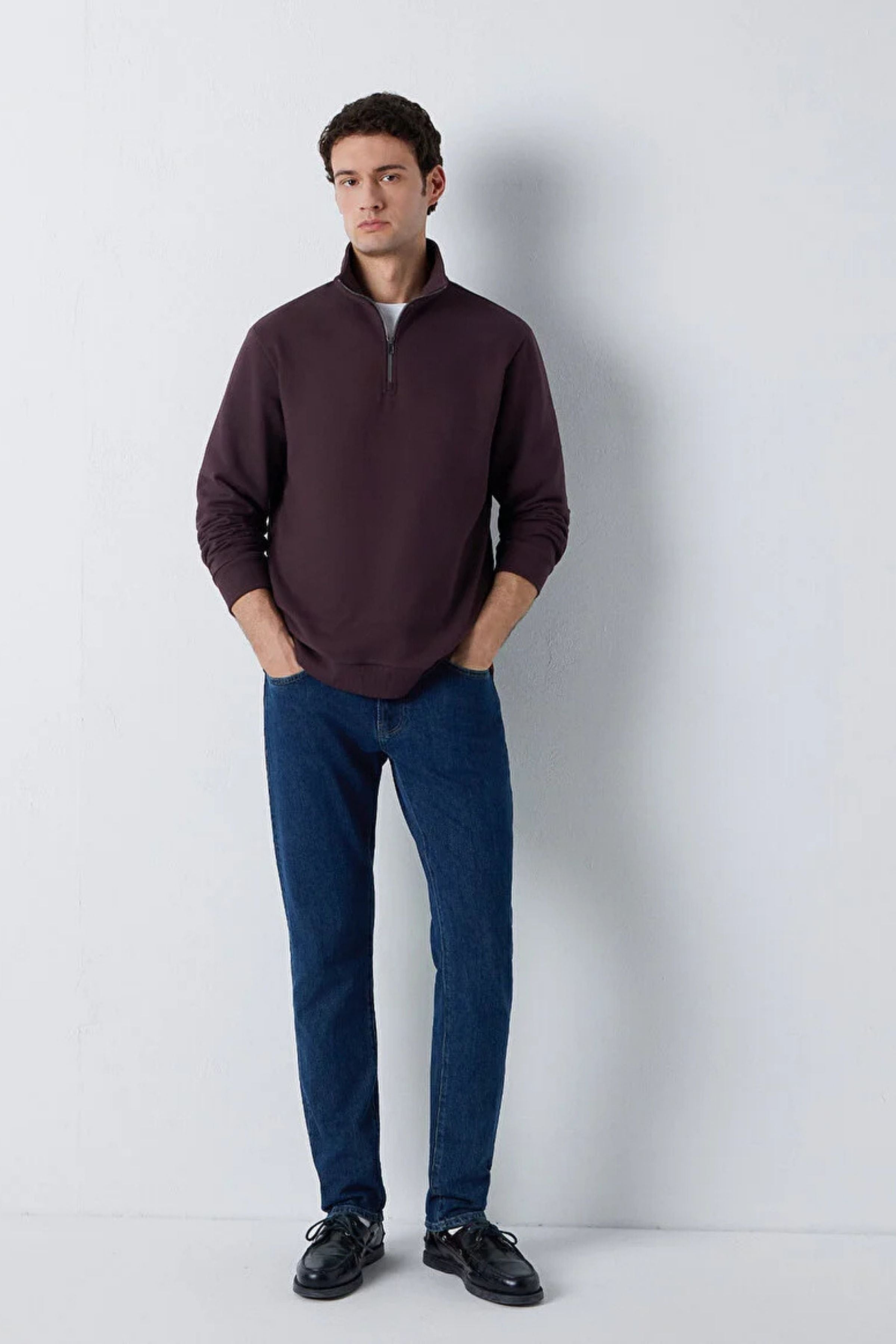Mavi Yarım Fermuarlı Erkek Sweat M0S20027-88083