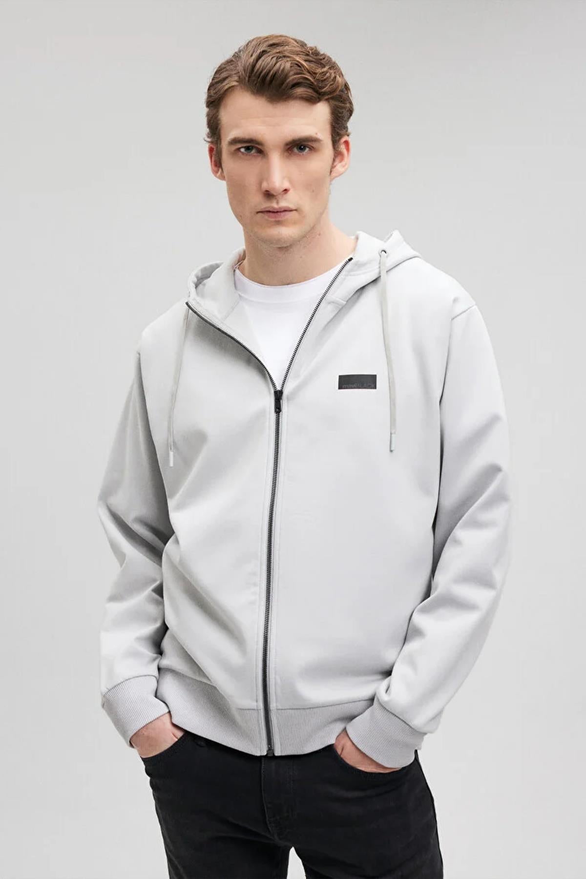 Mavi Fermuarlı Kapüşonlu Erkek Sweat M0S10134-7