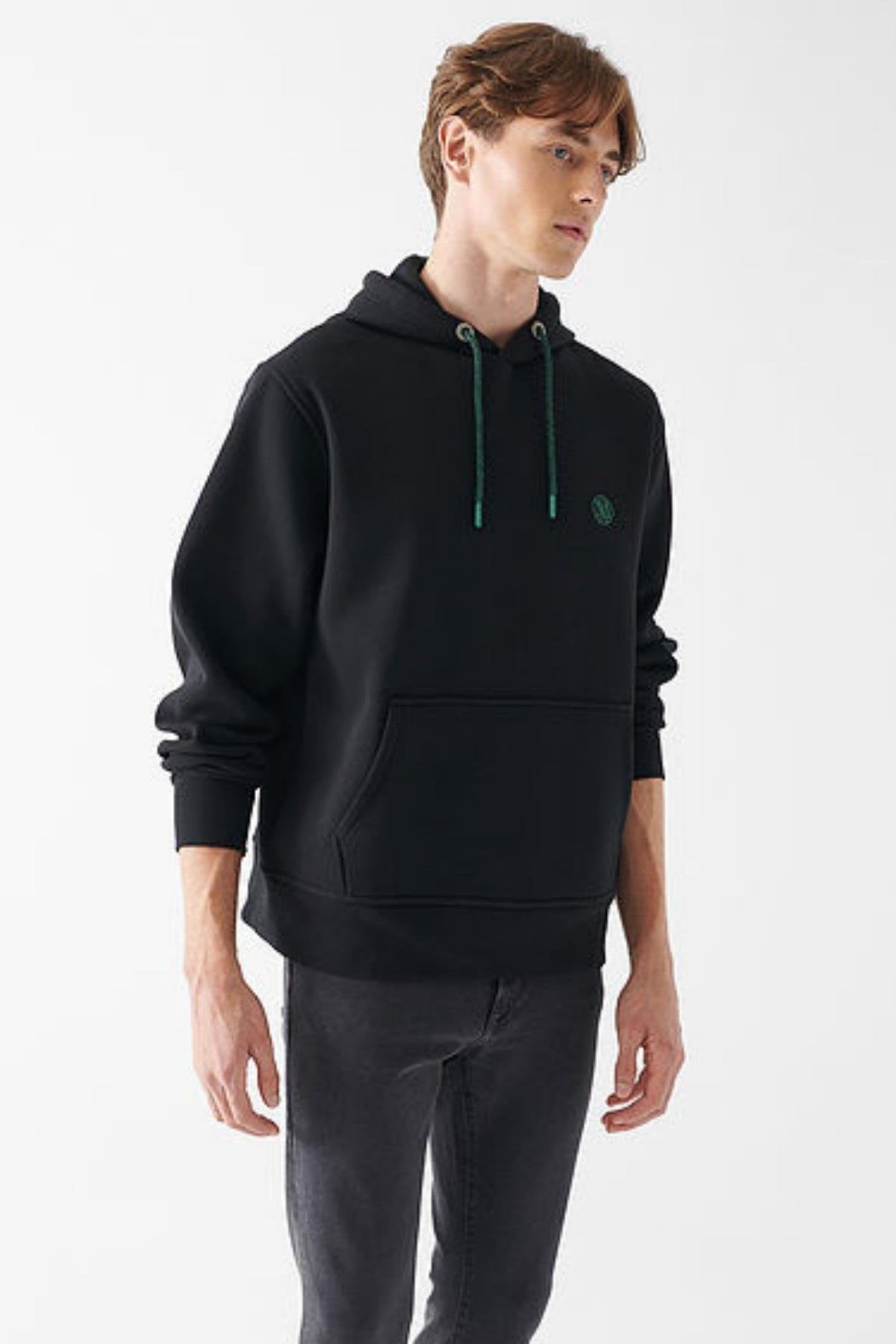 Mavi Kapüşonlu Erkek Sweat M065809-90