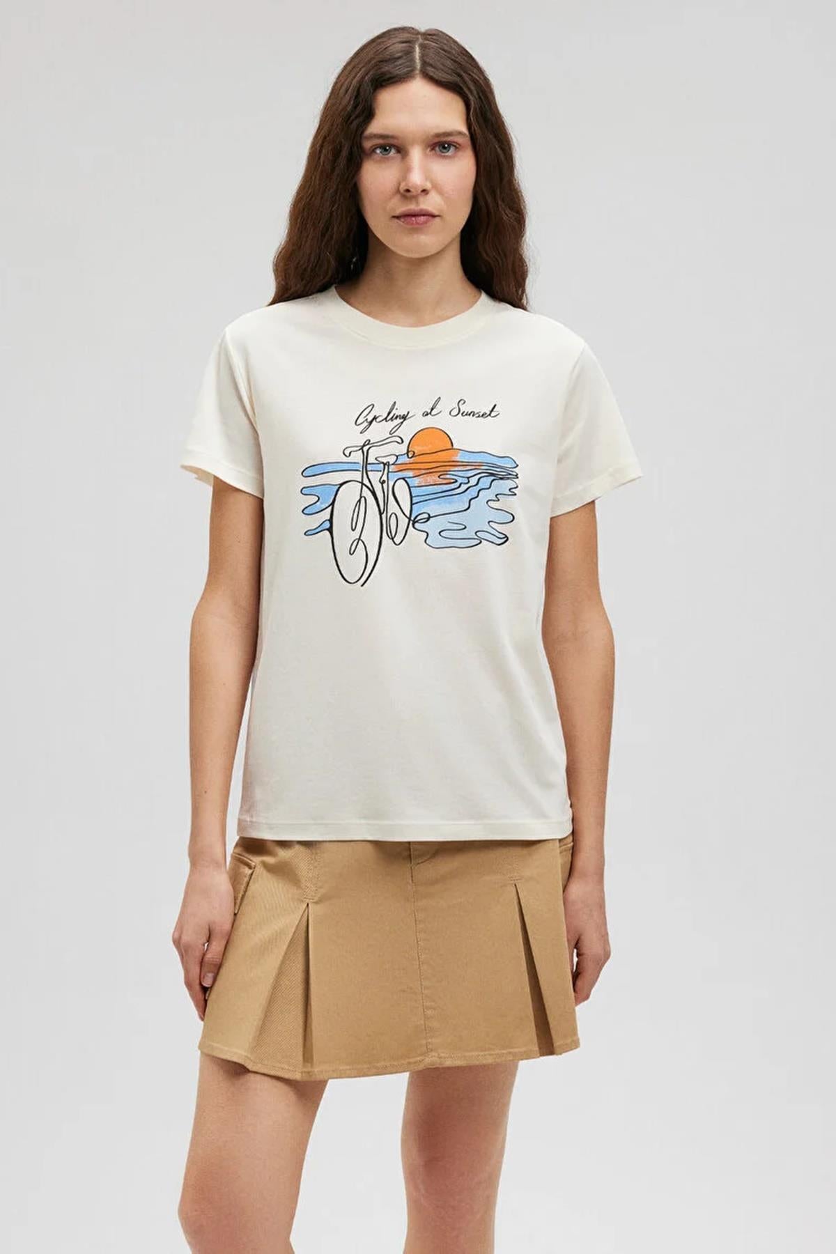 Mavi Bisiklet Baskılı Kadın Tişört M1612397-8