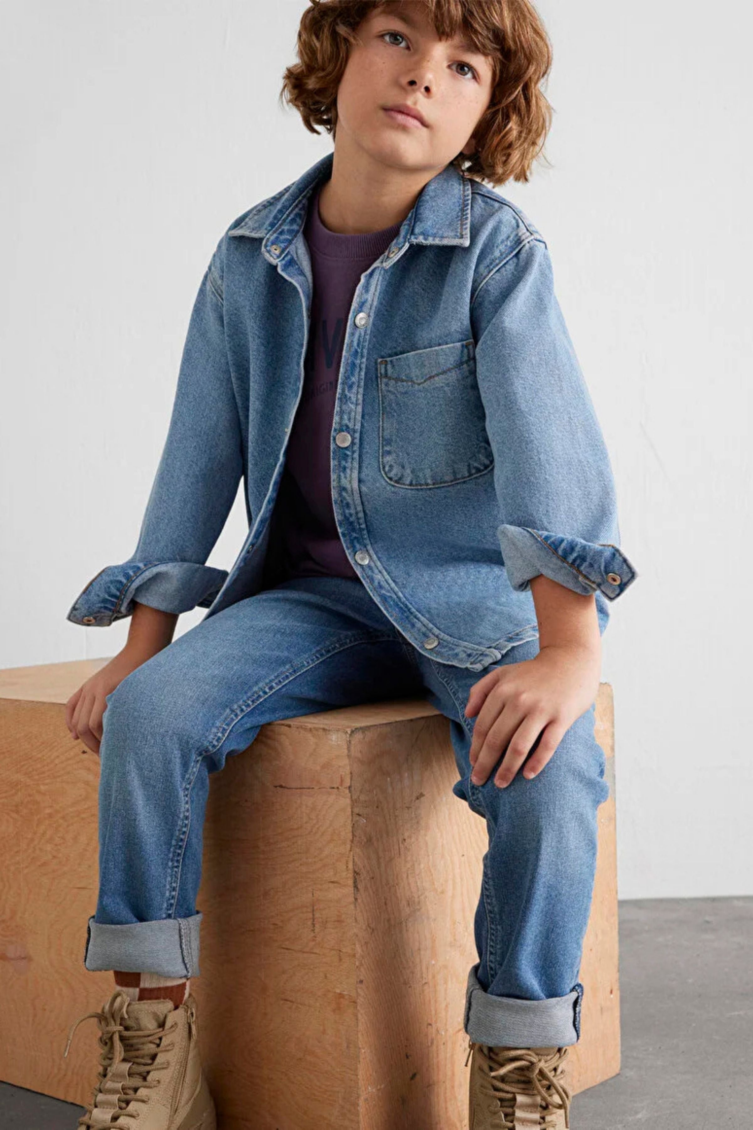 Mavi Bobbo Mid Blue Str Erkek Çocuk Jean Gömlek M6210000-86709